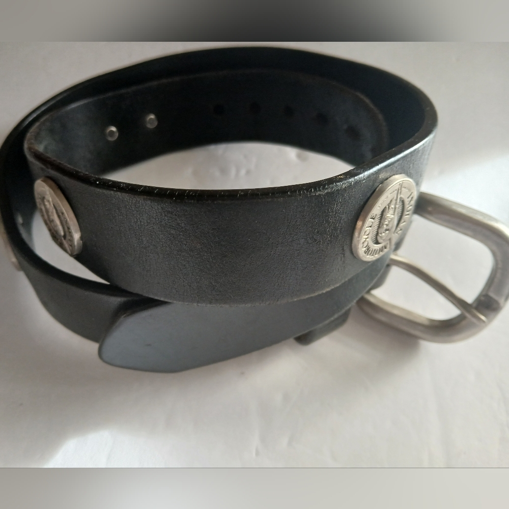 Indian Motorcycle Leather Belt with Silver Accents